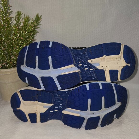 WOMENS ASICS GEL-KAYANO 25 RUNNING SHOES FLYTE FOAM BLACK BLUE SIZE 7.5 EUC - Picture 3 of 11